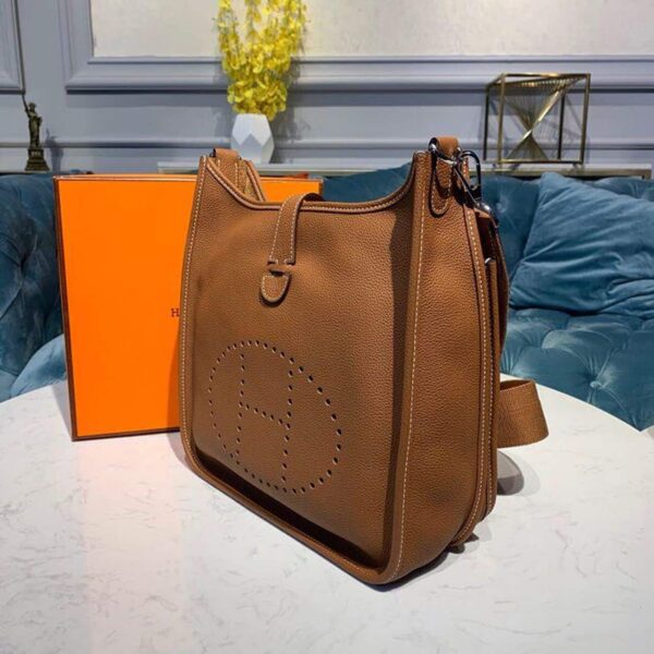 1:1 Replica Hermes Evelyne III 29 Bag Brown With Silver-Toned Hardware For Women, Women's Shoulder And Crossbody Bags 11.4in/29cm H073599CC37