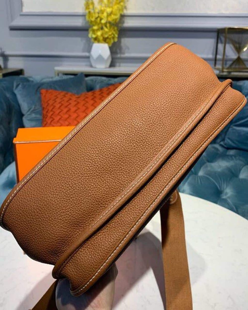 1:1 Replica Hermes Evelyne III 29 Bag Brown With Silver-Toned Hardware For Women, Women's Shoulder And Crossbody Bags 11.4in/29cm H073599CC37