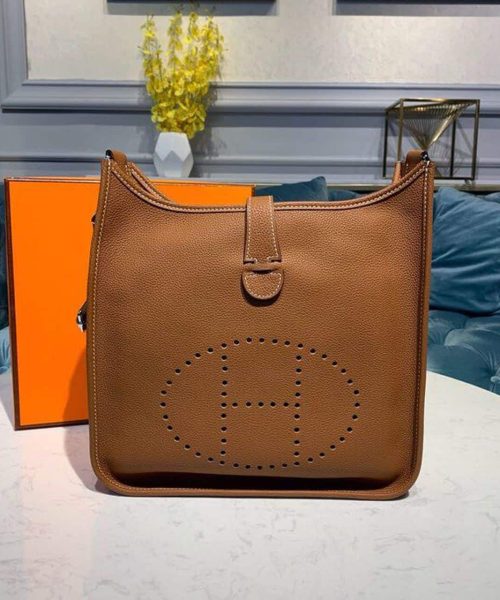 1:1 Replica Hermes Evelyne III 29 Bag Brown With Silver-Toned Hardware For Women, Women's Shoulder And Crossbody Bags 11.4in/29cm H073599CC37