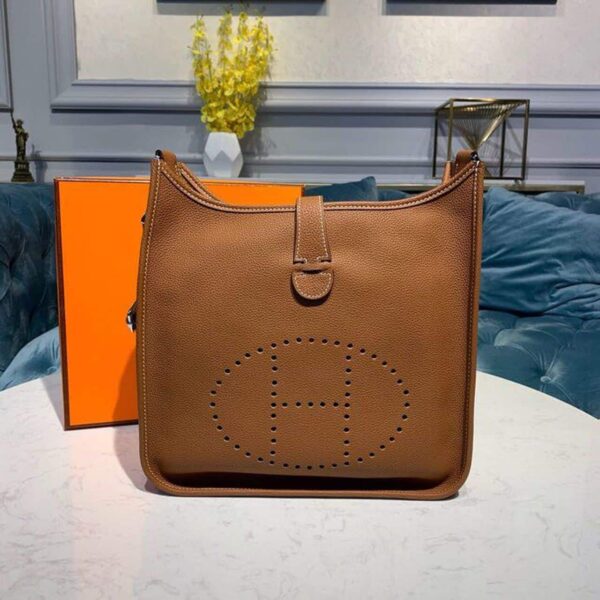 1:1 Replica Hermes Evelyne III 29 Bag Brown With Silver-Toned Hardware For Women, Women's Shoulder And Crossbody Bags 11.4in/29cm H073599CC37