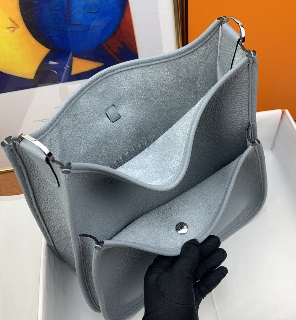 1:1 Replica Hermes Evelyne III 29 Bag Light Blue With Silver-Toned Hardware For Women, Women's Shoulder And Crossbody Bags 11.4in/29cm H056277CK18