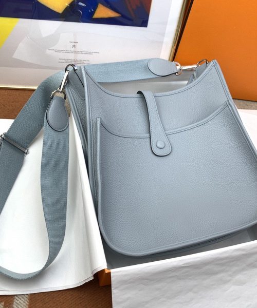 1:1 Replica Hermes Evelyne III 29 Bag Light Blue With Silver-Toned Hardware For Women, Women's Shoulder And Crossbody Bags 11.4in/29cm H056277CK18