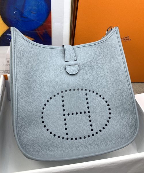 1:1 Replica Hermes Evelyne III 29 Bag Light Blue With Silver-Toned Hardware For Women, Women's Shoulder And Crossbody Bags 11.4in/29cm H056277CK18