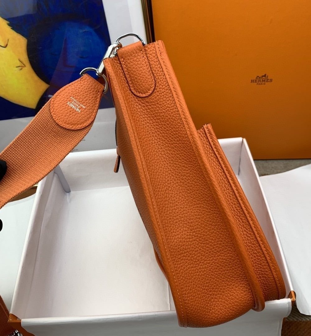 1:1 Replica Hermes Evelyne III 29 Bag Orange With Silver-Toned Hardware For Women, Women's Shoulder And Crossbody Bags 11.4in/29cm H056277CC9J