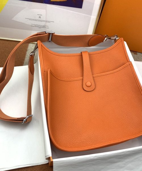1:1 Replica Hermes Evelyne III 29 Bag Orange With Silver-Toned Hardware For Women, Women's Shoulder And Crossbody Bags 11.4in/29cm H056277CC9J