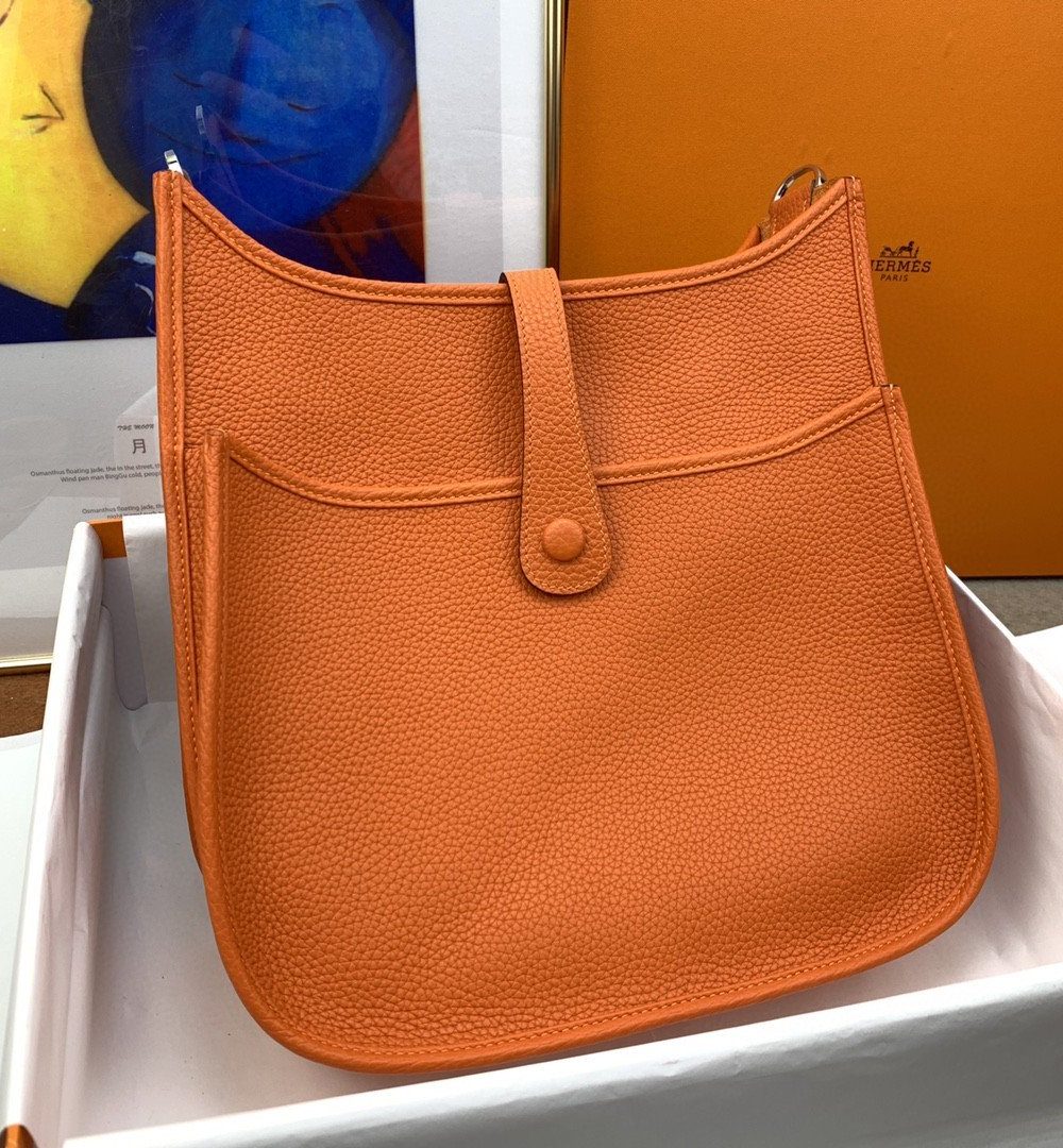 1:1 Replica Hermes Evelyne III 29 Bag Orange With Silver-Toned Hardware For Women, Women's Shoulder And Crossbody Bags 11.4in/29cm H056277CC9J
