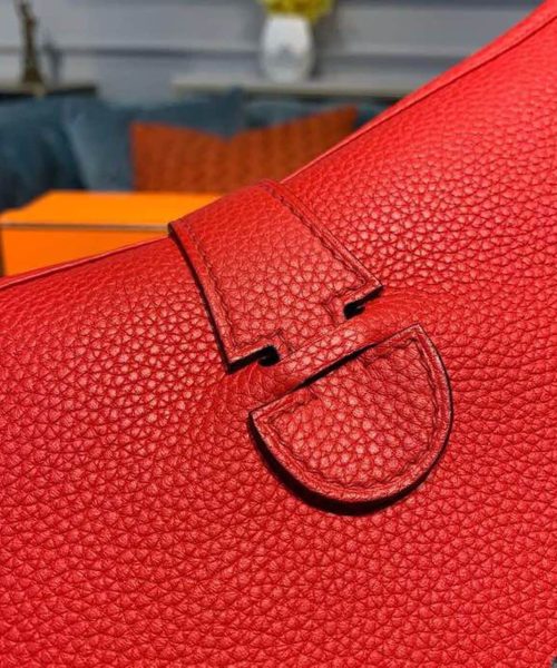 1:1 Replica Hermes Evelyne III 29 Bag Red With Silver-Toned Hardware For Women, Women's Shoulder And Crossbody Bags 11.4in/29cm