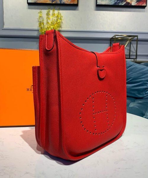1:1 Replica Hermes Evelyne III 29 Bag Red With Silver-Toned Hardware For Women, Women's Shoulder And Crossbody Bags 11.4in/29cm
