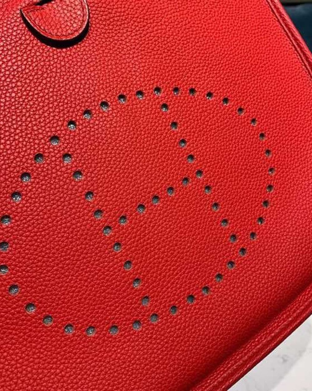 1:1 Replica Hermes Evelyne III 29 Bag Red With Silver-Toned Hardware For Women, Women's Shoulder And Crossbody Bags 11.4in/29cm