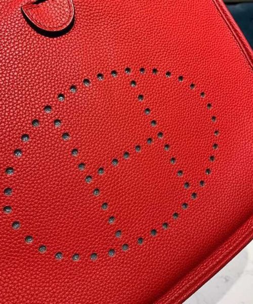 1:1 Replica Hermes Evelyne III 29 Bag Red With Silver-Toned Hardware For Women, Women's Shoulder And Crossbody Bags 11.4in/29cm