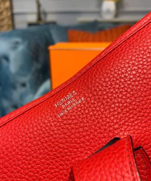 1:1 Replica Hermes Evelyne III 29 Bag Red With Silver-Toned Hardware For Women, Women's Shoulder And Crossbody Bags 11.4in/29cm