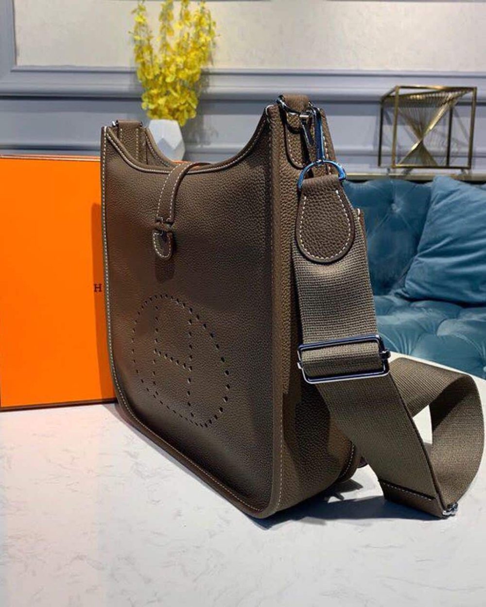 1:1 Replica Hermes Evelyne III GM Bag Brown For Women 11.8in/30cm