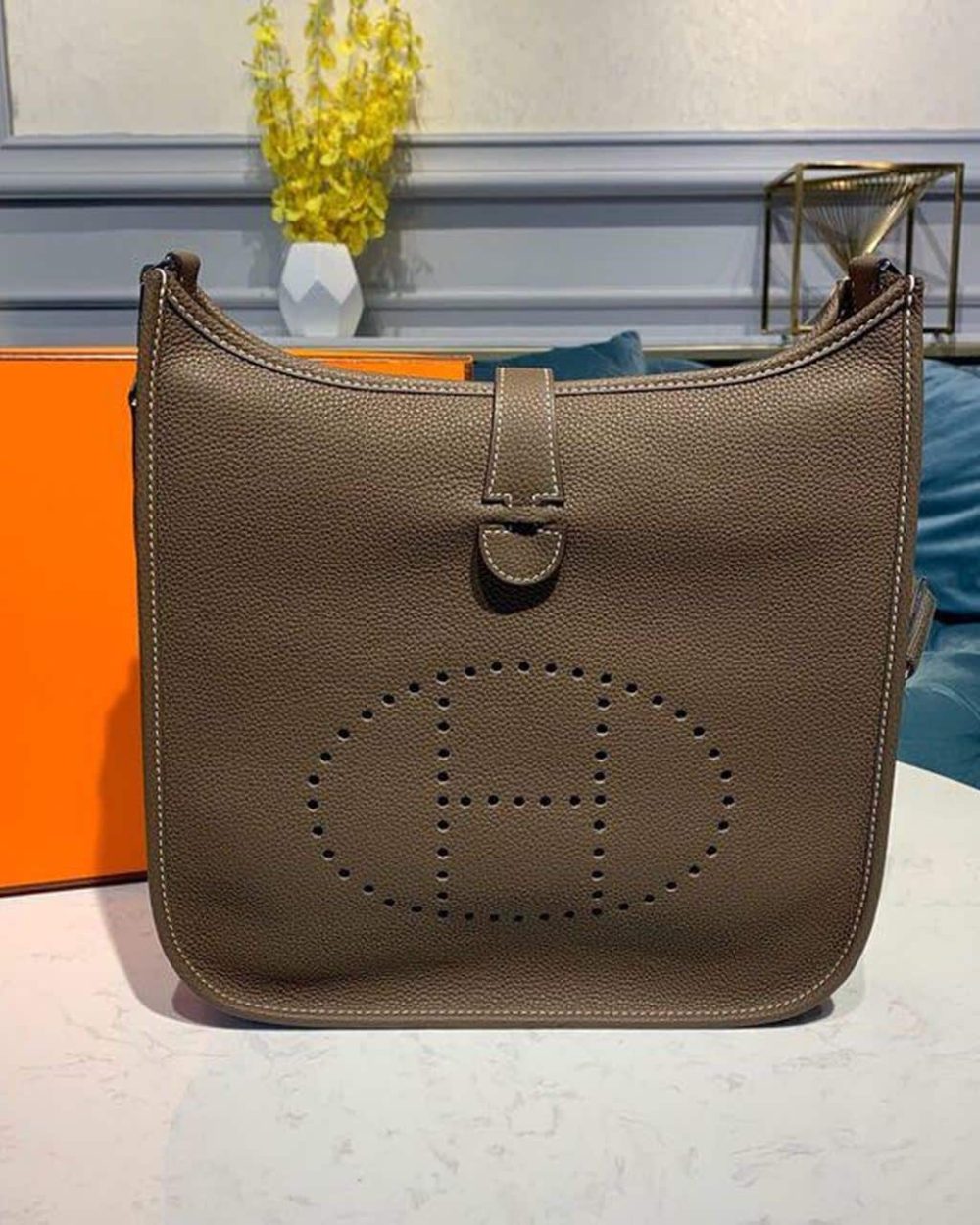 1:1 Replica Hermes Evelyne III GM Bag Brown For Women 11.8in/30cm