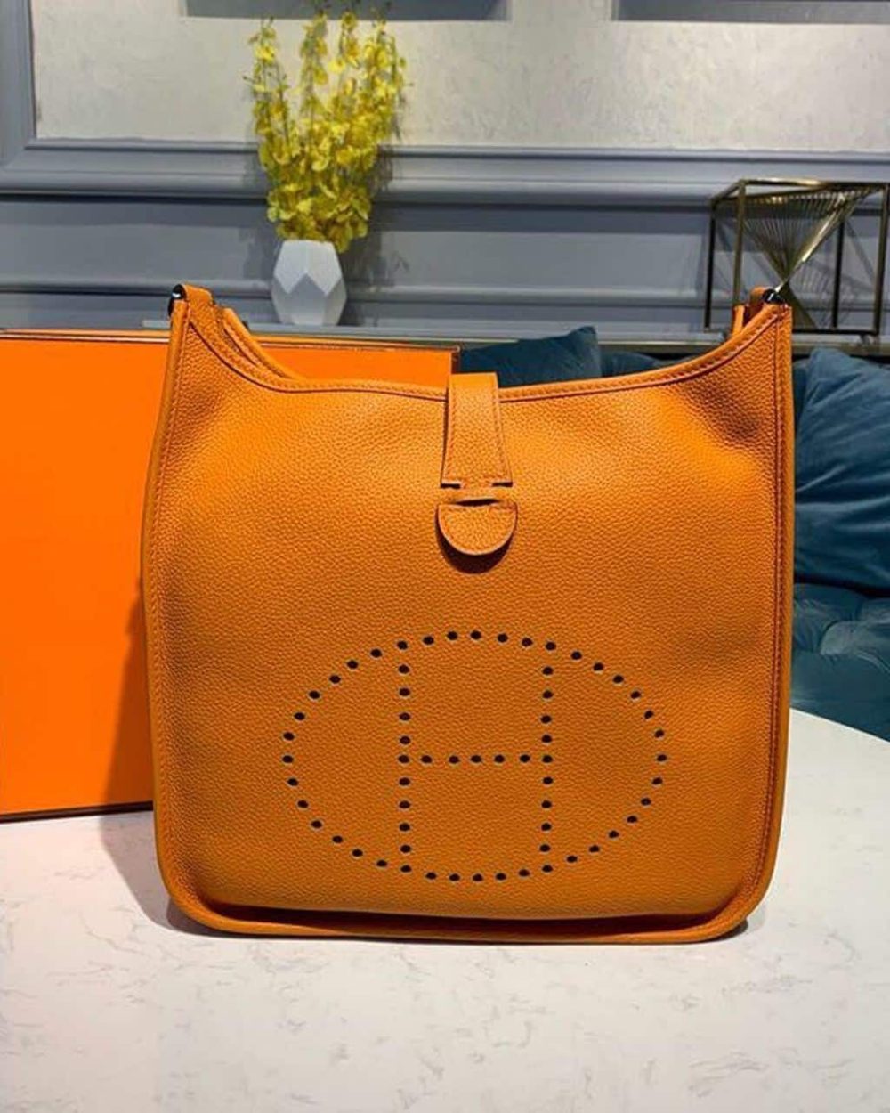 1:1 Replica Hermes Evelyne III GM Bag Orange For Women 11.8in/30cm