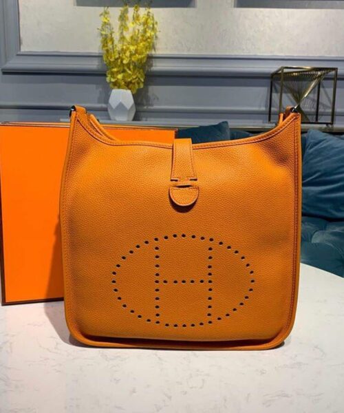 1:1 Replica Hermes Evelyne III GM Bag Orange For Women 11.8in/30cm