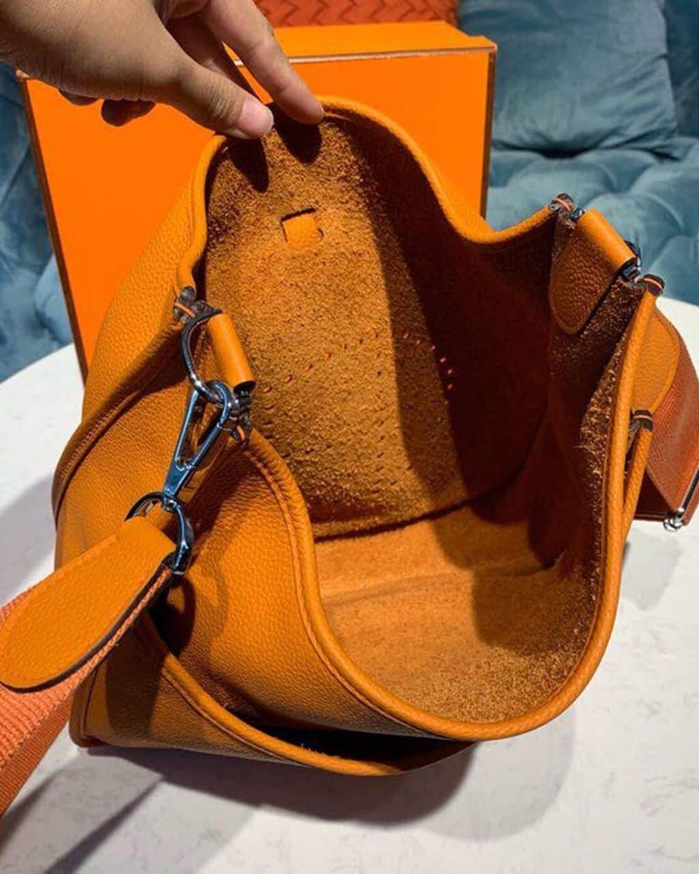 1:1 Replica Hermes Evelyne III GM Bag Orange For Women 11.8in/30cm