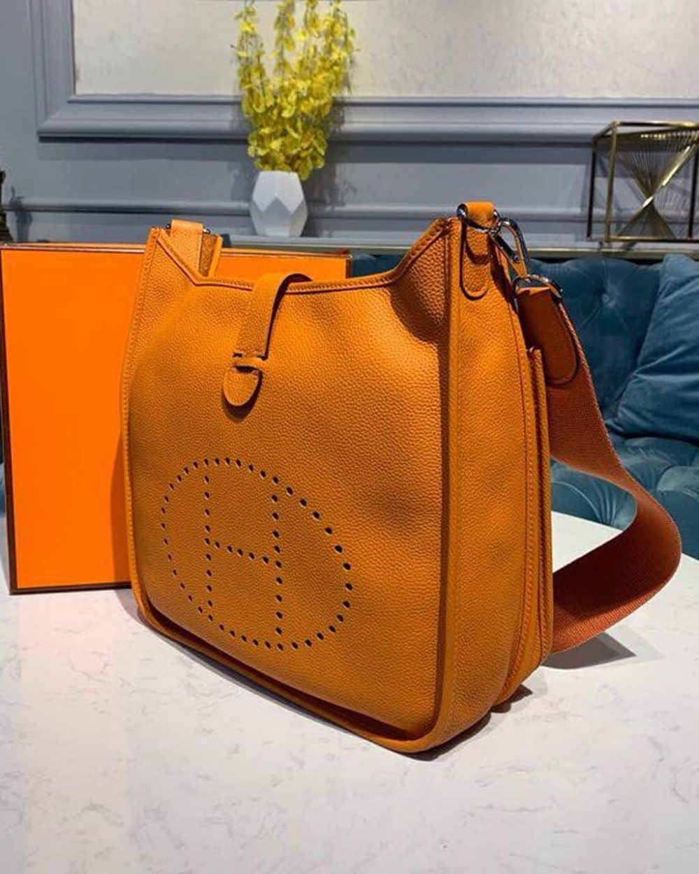 1:1 Replica Hermes Evelyne III GM Bag Orange For Women 11.8in/30cm