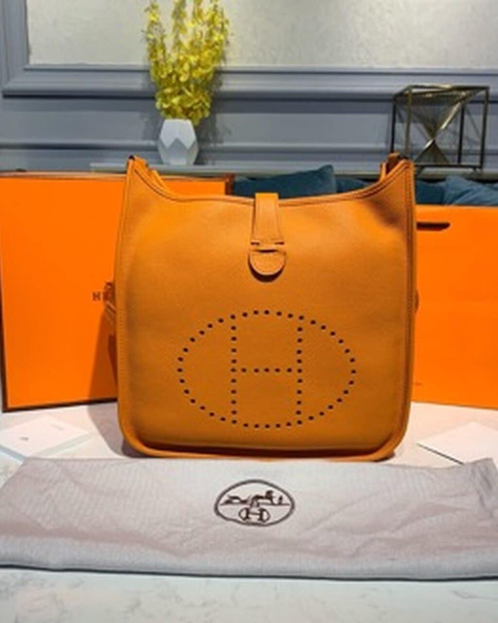 1:1 Replica Hermes Evelyne III GM Bag Orange For Women 11.8in/30cm
