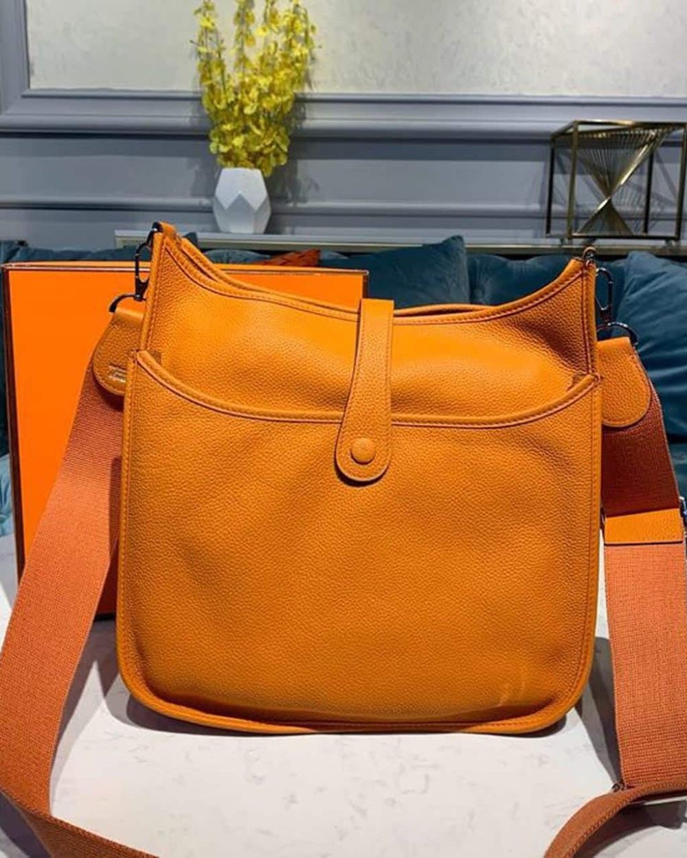 1:1 Replica Hermes Evelyne III GM Bag Orange For Women 11.8in/30cm