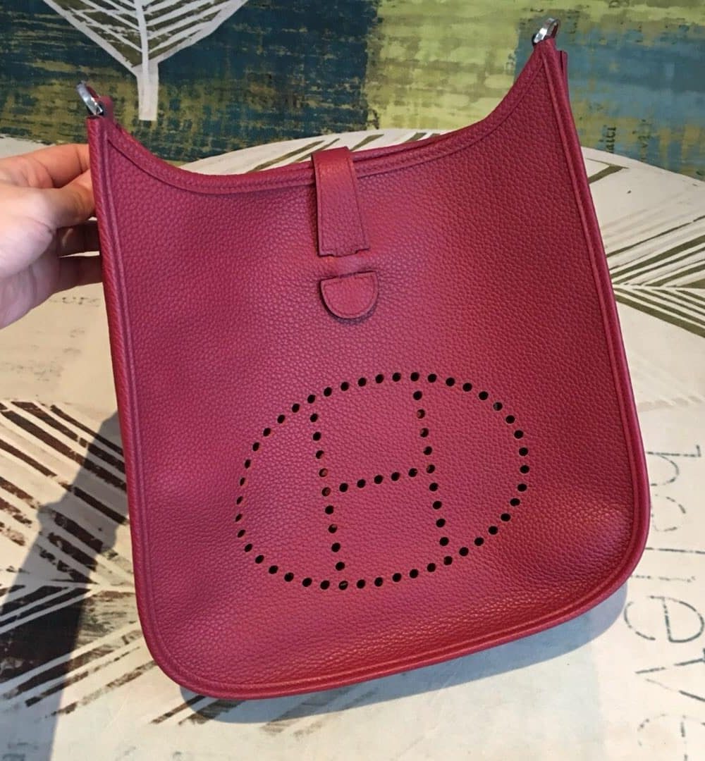 1:1 Replica Hermes Evelyne III PM Bag Burgundy For Women Silver Toned Hardware 11.8in/30cm