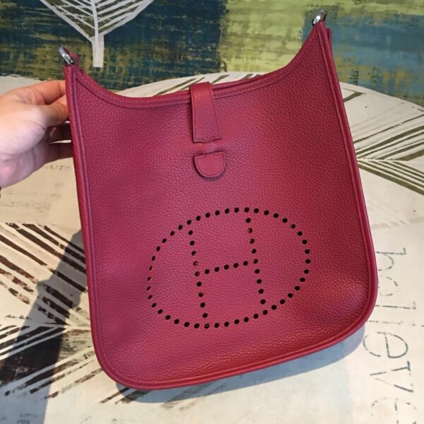 1:1 Replica Hermes Evelyne III PM Bag Burgundy For Women Silver Toned Hardware 11.8in/30cm
