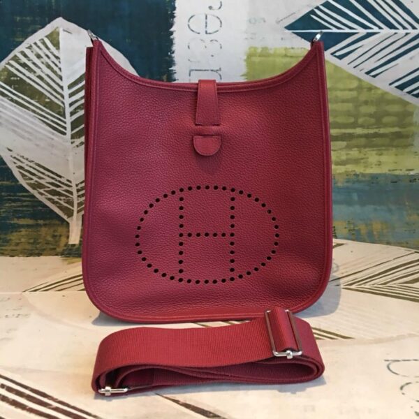 1:1 Replica Hermes Evelyne III PM Bag Burgundy For Women Silver Toned Hardware 11.8in/30cm