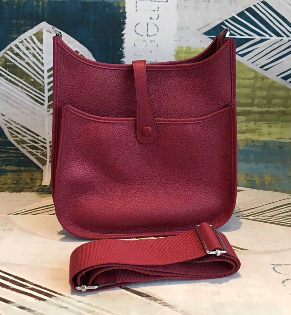 1:1 Replica Hermes Evelyne III PM Bag Burgundy For Women Silver Toned Hardware 11.8in/30cm