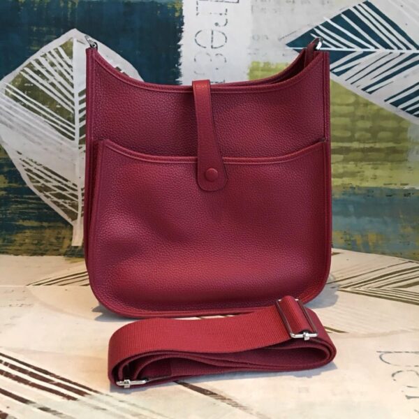 1:1 Replica Hermes Evelyne III PM Bag Burgundy For Women Silver Toned Hardware 11.8in/30cm