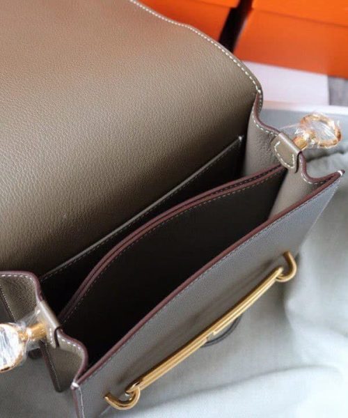 1:1 Replica Hermes Evercolor Sac Roulis 23 Grey Galet For Women, Women's Handbags, Shoulder Bags 9in/23cm