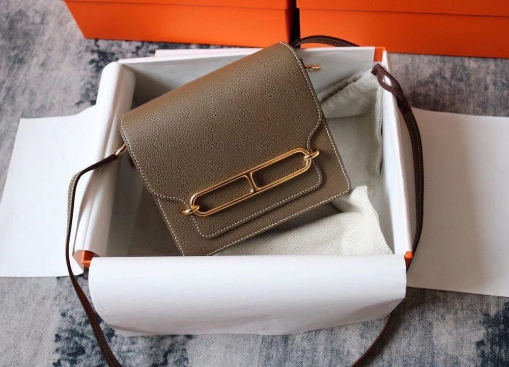 1:1 Replica Hermes Evercolor Sac Roulis 23 Grey Galet For Women, Women's Handbags, Shoulder Bags 9in/23cm