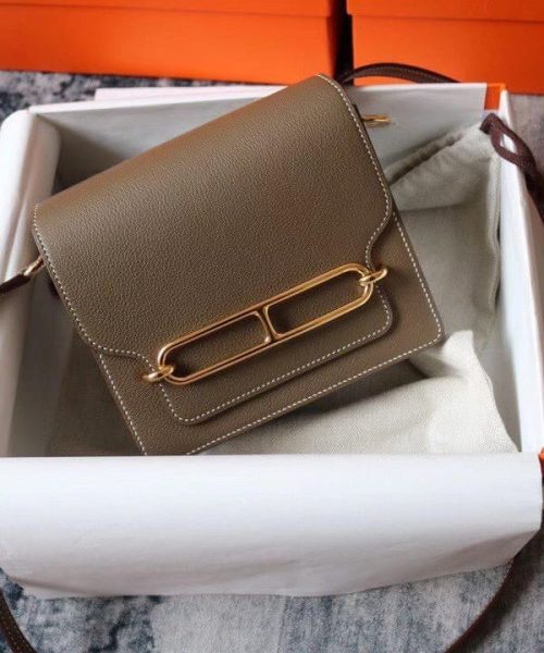 1:1 Replica Hermes Evercolor Sac Roulis 23 Grey Galet For Women, Women's Handbags, Shoulder Bags 9in/23cm