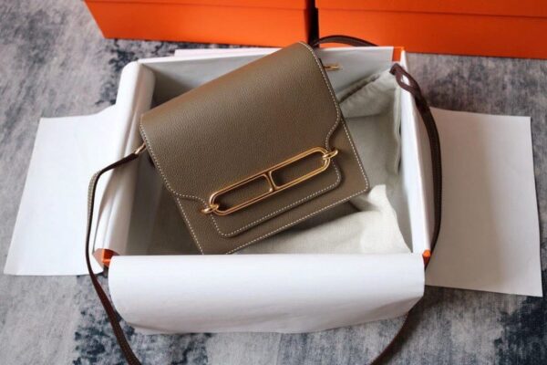 1:1 Replica Hermes Evercolor Sac Roulis 23 Grey Galet For Women, Women's Handbags, Shoulder Bags 9in/23cm