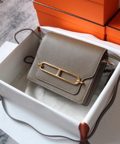 1:1 Replica Hermes Evercolor Sac Roulis 23 Grey Galet For Women, Women's Handbags, Shoulder Bags 9in/23cm