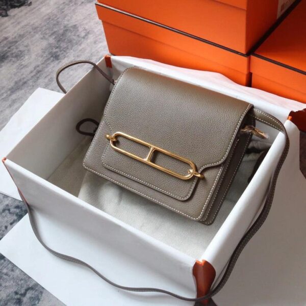 1:1 Replica Hermes Evercolor Sac Roulis 23 Grey Galet For Women, Women's Handbags, Shoulder Bags 9in/23cm
