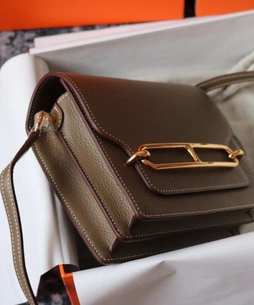 1:1 Replica Hermes Evercolor Sac Roulis 23 Grey Galet For Women, Women's Handbags, Shoulder Bags 9in/23cm