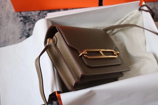 1:1 Replica Hermes Evercolor Sac Roulis 23 Grey Galet For Women, Women's Handbags, Shoulder Bags 9in/23cm