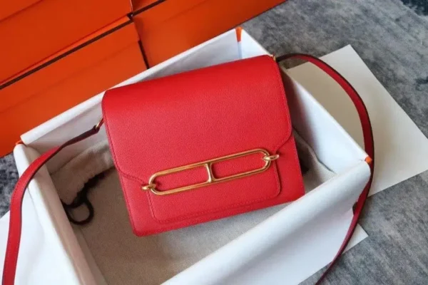 1:1 Replica Hermes Evercolor Sac Roulis 23 Red For Women, Women's Handbags, Shoulder Bags 9in/23cm