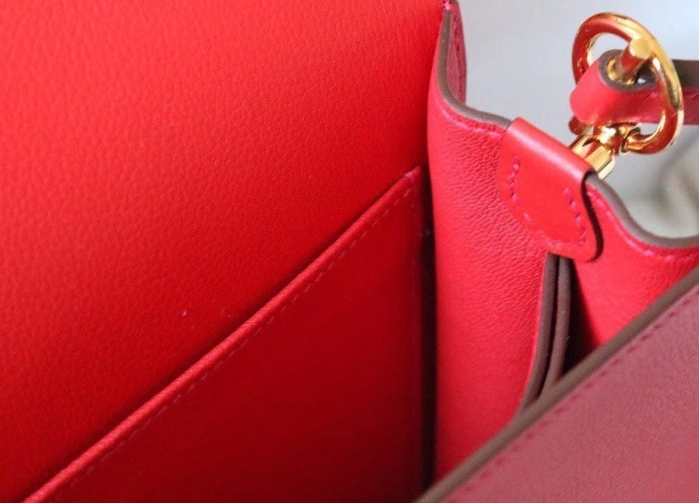 1:1 Replica Hermes Evercolor Sac Roulis 23 Red For Women, Women's Handbags, Shoulder Bags 9in/23cm