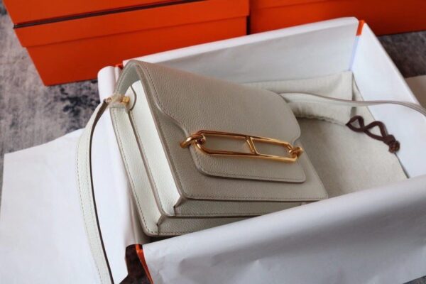 1:1 Replica Hermes Evercolor Sac Roulis 23 White For Women, Women's Handbags, Shoulder Bags 9in/23cm