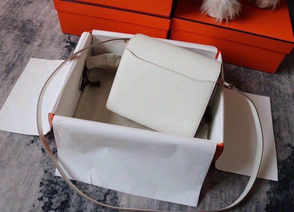 1:1 Replica Hermes Evercolor Sac Roulis 23 White For Women, Women's Handbags, Shoulder Bags 9in/23cm