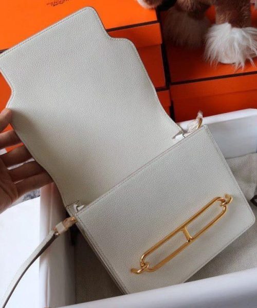 1:1 Replica Hermes Evercolor Sac Roulis 23 White For Women, Women's Handbags, Shoulder Bags 9in/23cm