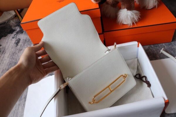 1:1 Replica Hermes Evercolor Sac Roulis 23 White For Women, Women's Handbags, Shoulder Bags 9in/23cm