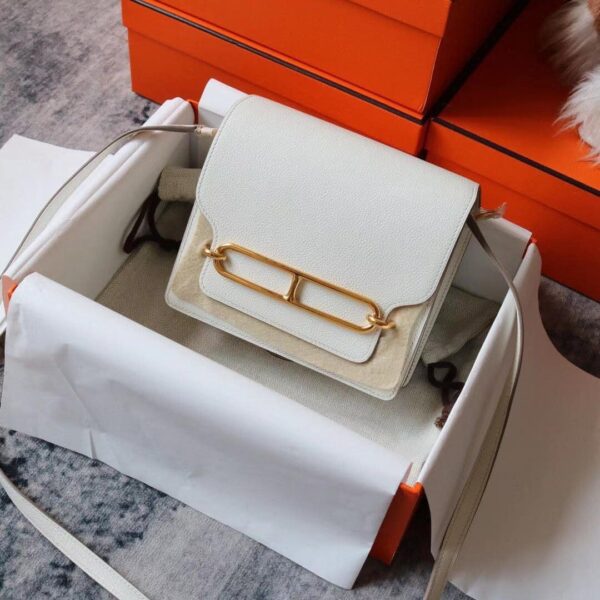 1:1 Replica Hermes Evercolor Sac Roulis 23 White For Women, Women's Handbags, Shoulder Bags 9in/23cm