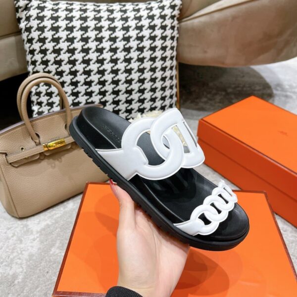 Hermes Extra Sandal Black/White For Women, Women's Shoes H221146Z 90350
