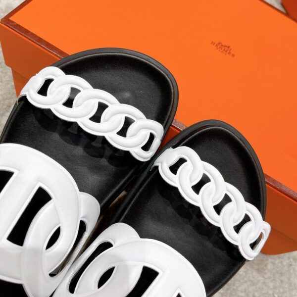 Hermes Extra Sandal Black/White For Women, Women's Shoes H221146Z 90350