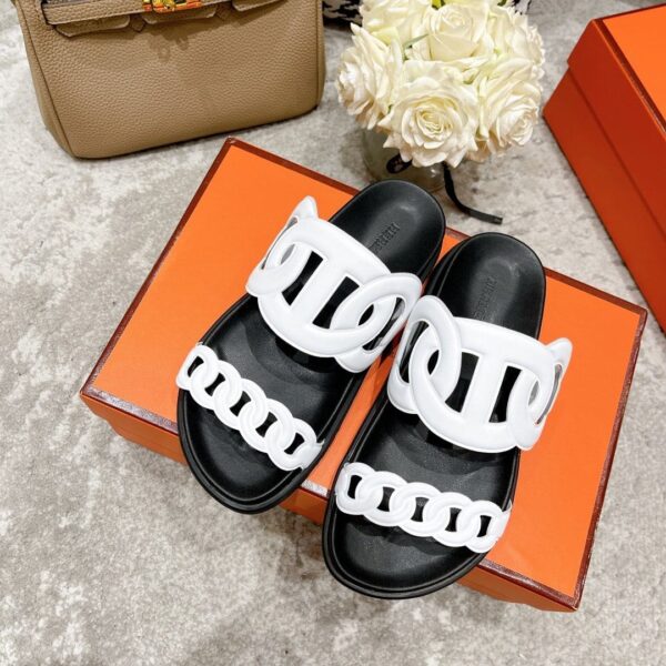 Hermes Extra Sandal Black/White For Women, Women's Shoes H221146Z 90350