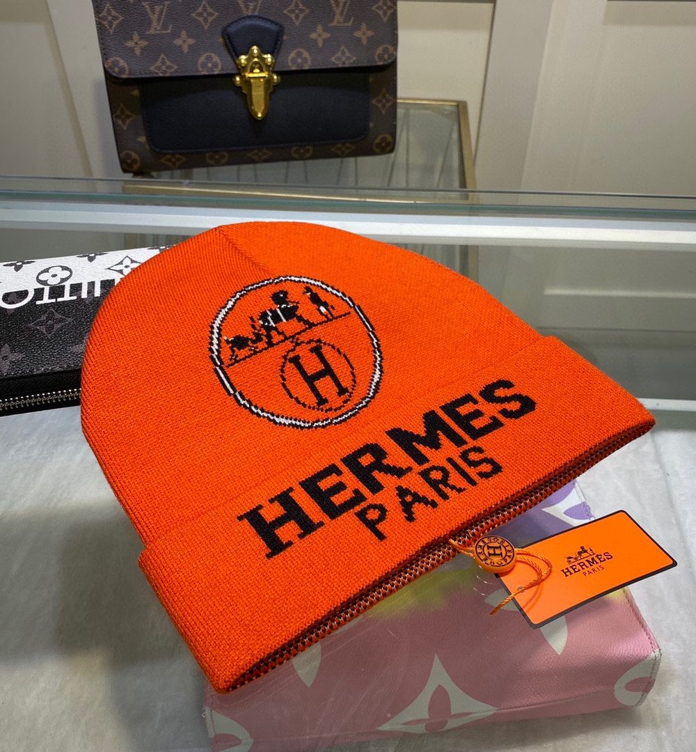 Hermes Frequence Beanie In Orange