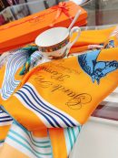 Hermes Garde-Robe Pop Detail Abricot/Rose/Bleu Square Scarf 90cm/35in H893888S 01 