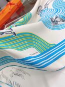 Hermes Garde-Robe Pop Detail Beige/Blue/Green Square Scarf 90cm/35in 