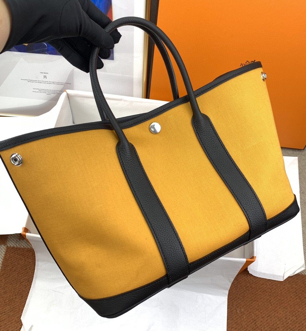 1:1 Replica Hermes Garden Party 36 Canvas Tote Bag Yellow/Black For Women, Women’s Handbags, Shoulder Bags 14.2in/36cm